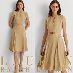 Ralph Lauren Beige Belted Dress NWT